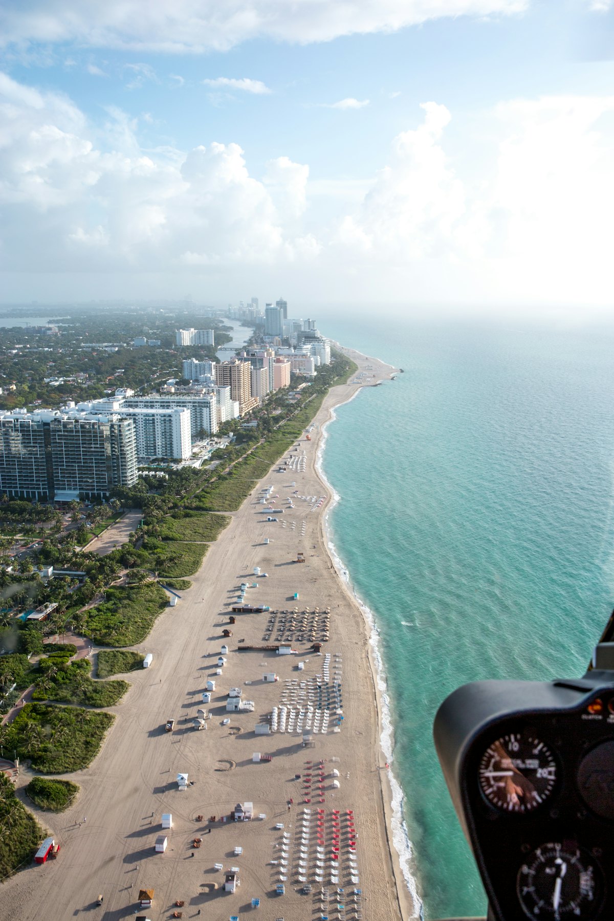 Aerial view of a Florida shoreline and waterfront buildings