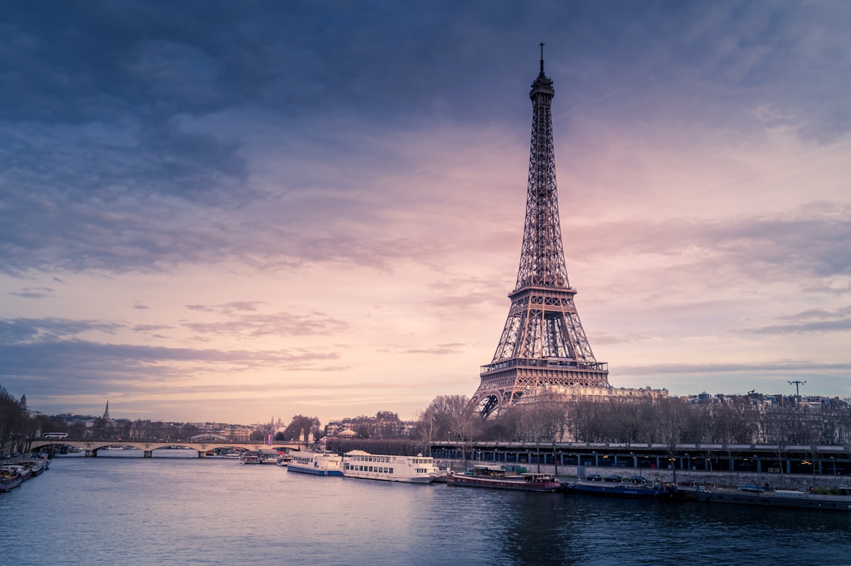 The Eiffel Tower rising over Paris, France