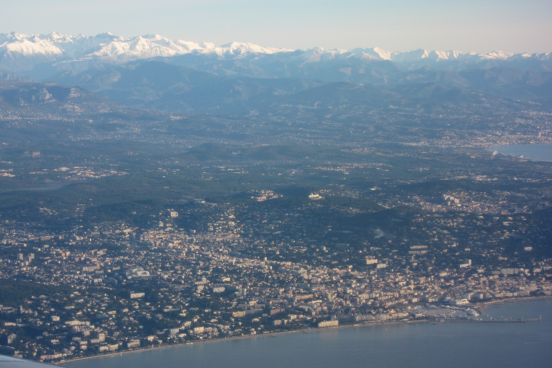 Cannes and Le Cannet seen from the sky