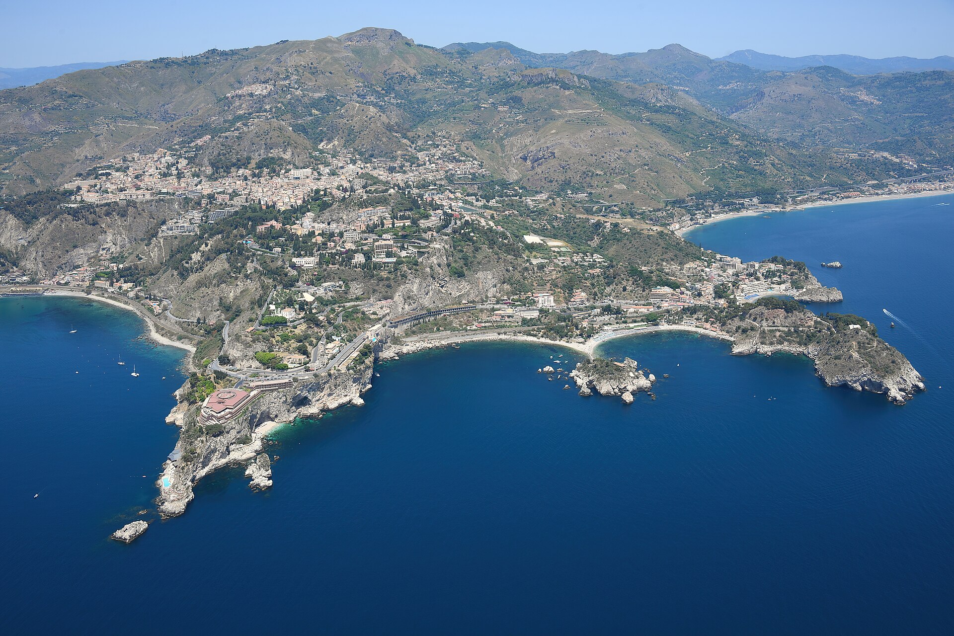 Aerial image of the coast of Taormina