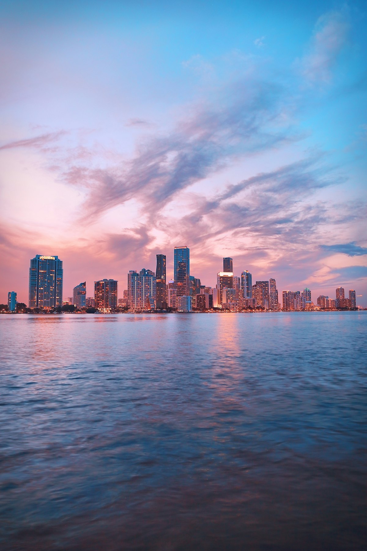 Open water beside the Miami high-rise skyline