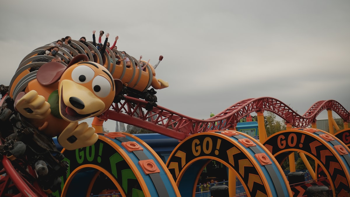 A rollercoaster at a theme park